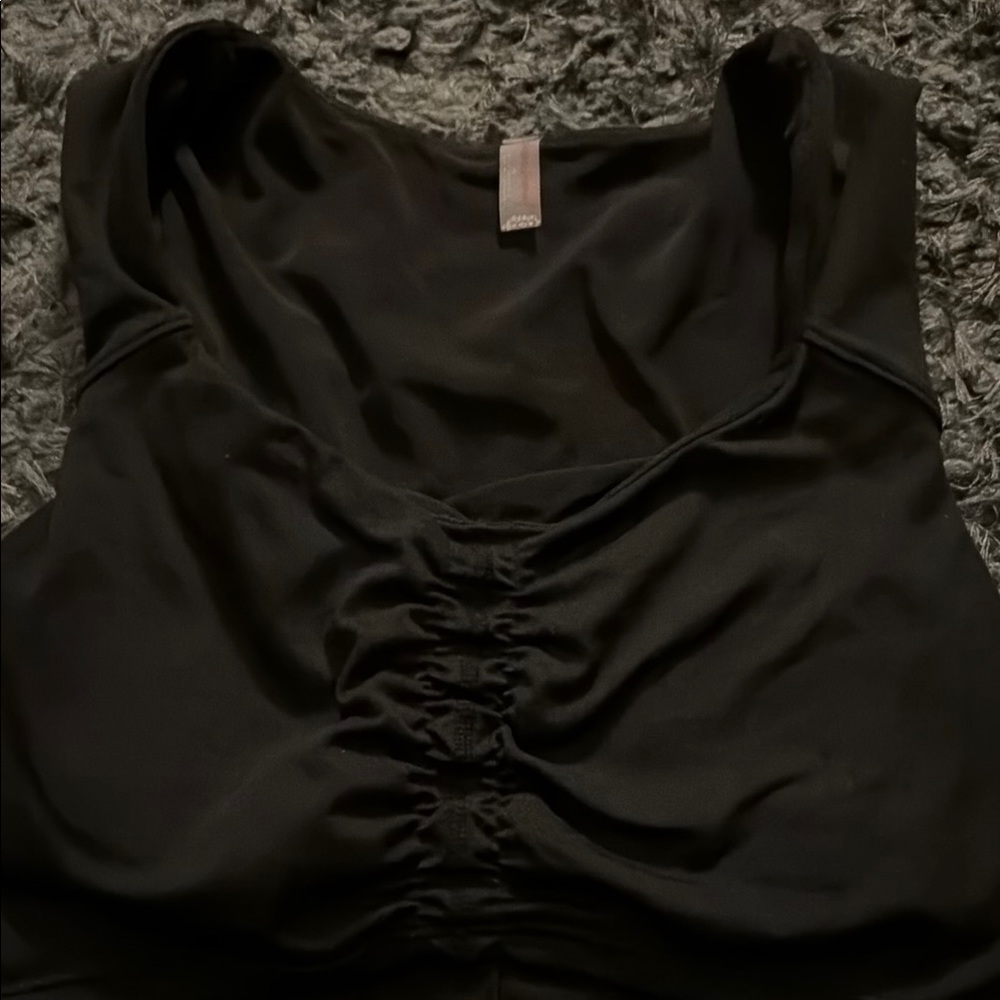 Free People Movement Black Ruched Front cropped Tank Top - Women